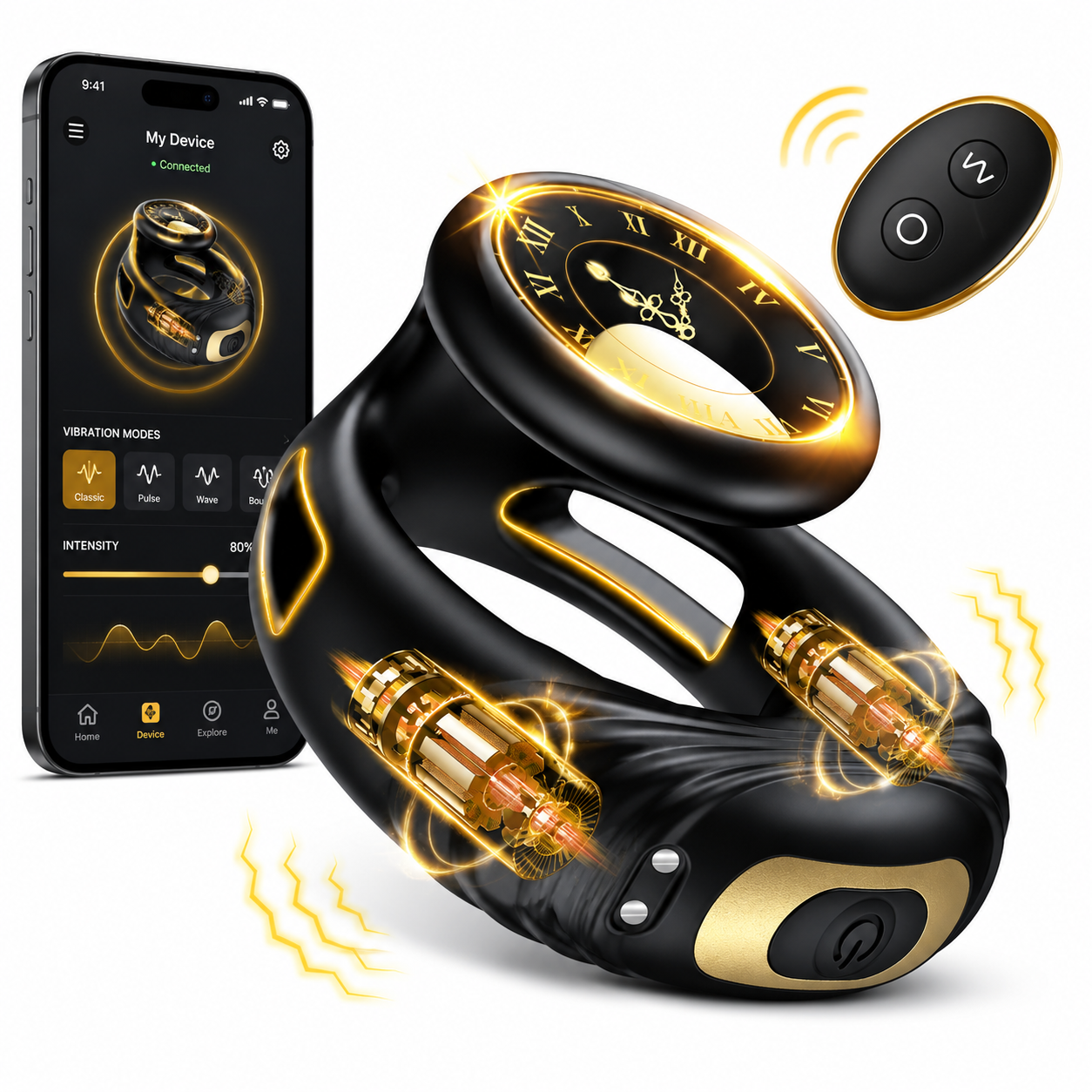 Dual Penisringe Cockring Penis Trainer Masturbatoren mit 10 Vibrationsmodi