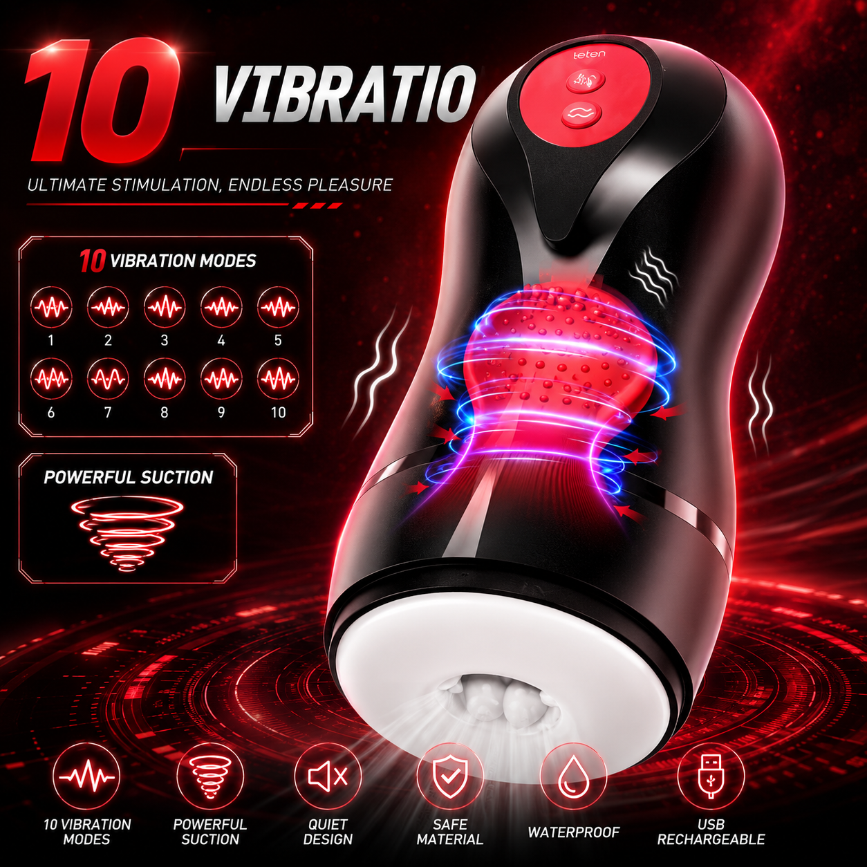 Automatic Masturbator Penistrainer Blowjob mit 10 Vibrationsmod und 5 Saugmodi
