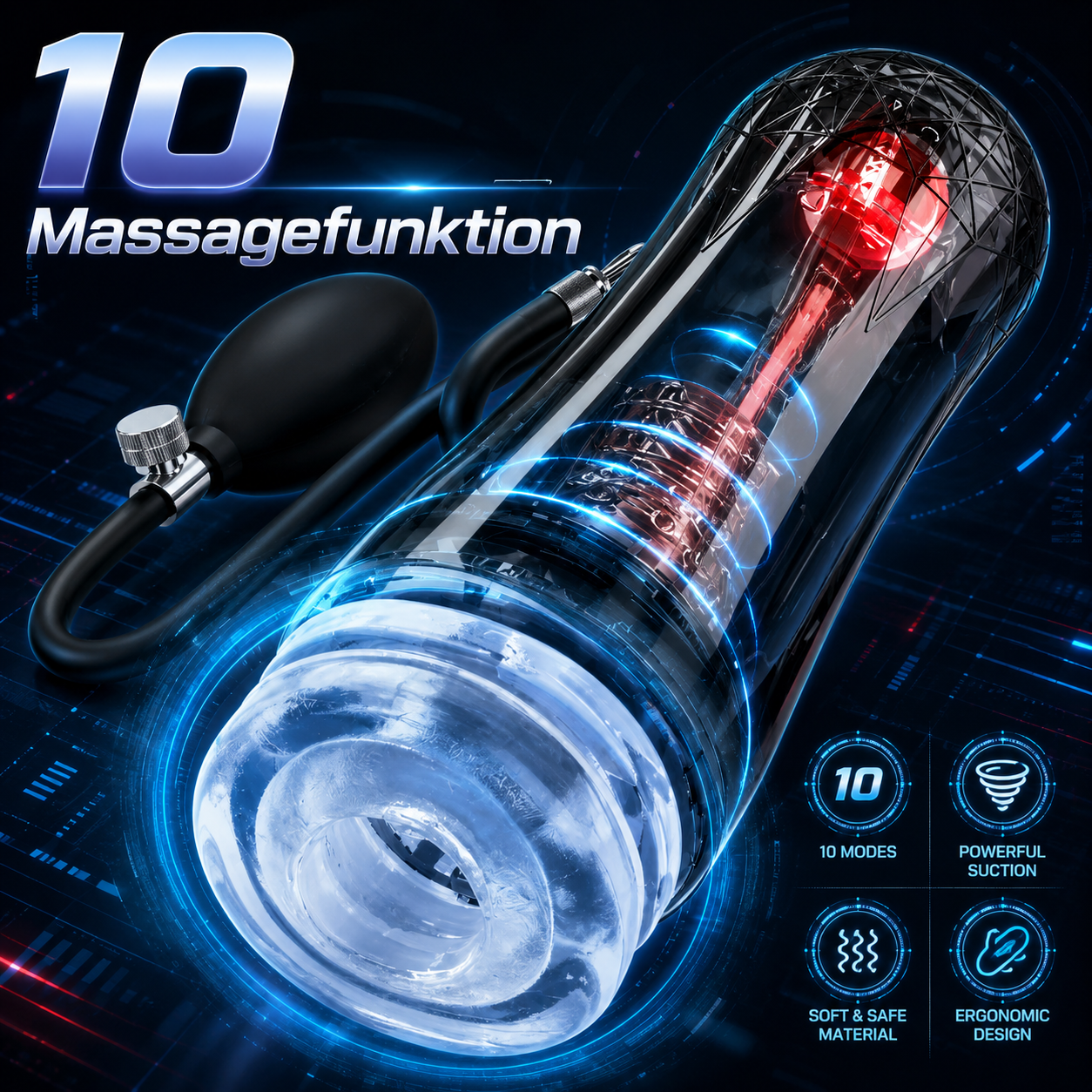 Elektrischer Penistrainer Stroker Blowjob Masturbatoren mit 10 Massagefunktion