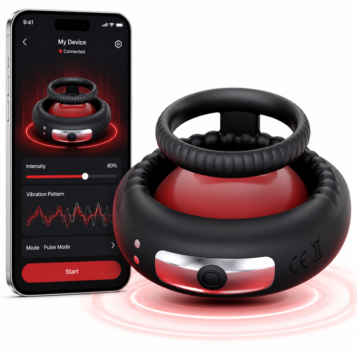 2 in 1 dubbele cockring met 10 trillingsfrequenties