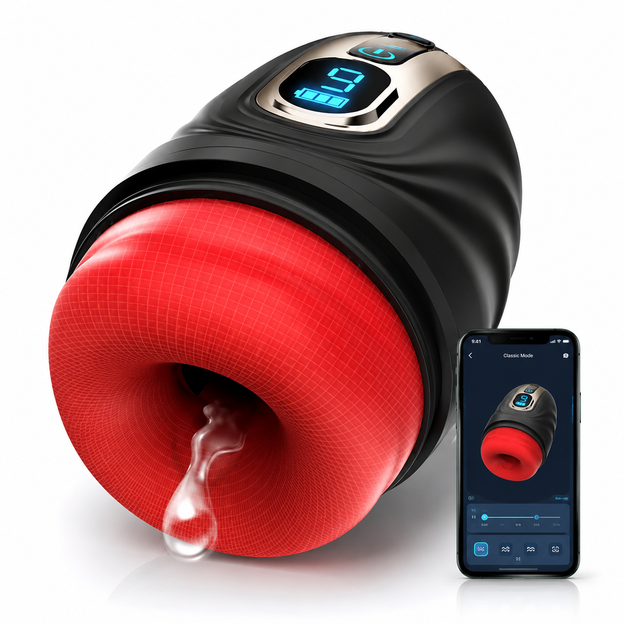 2 IN 1 Elektrischer Masturbieren Penistrainer Vibrator Stroker mit 9 Vibrationsmodi