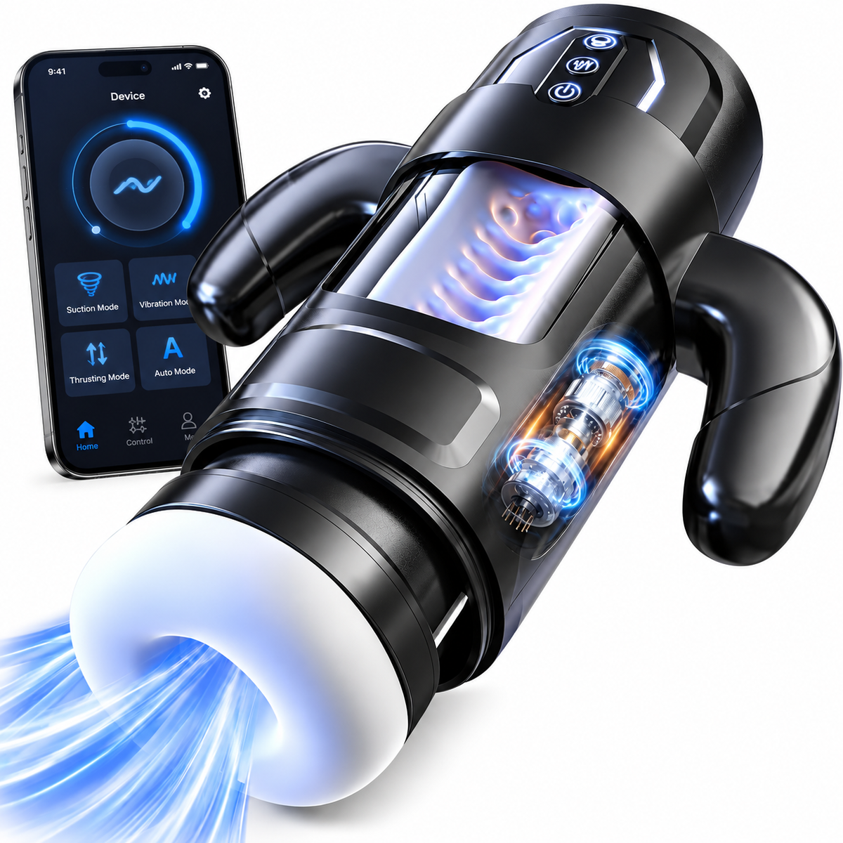 Elektrischer Masturbator Stroker Blowjob Maschine mit 6 Stoß und 3 Saugmodi