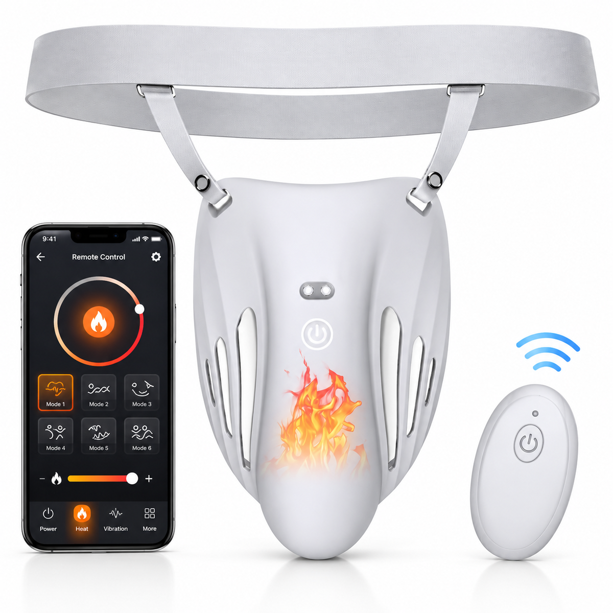 Penis Trainer Vibrator Bondage Peniskäfig Eichel Stimulator mit 9 Vibrationsmodi & Heizfunktion