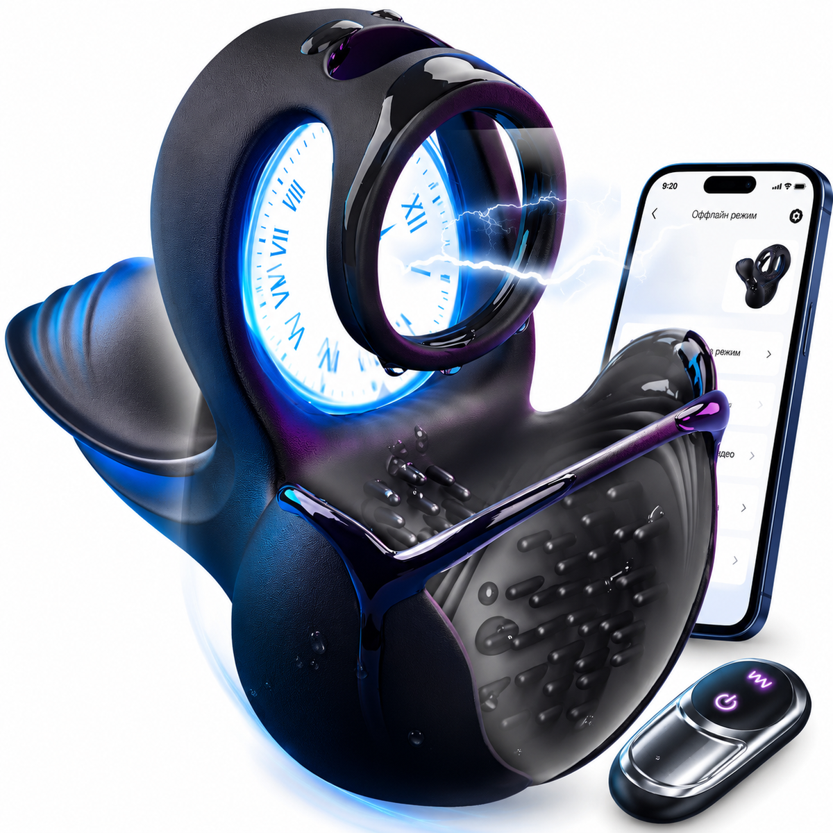 360° Hoden Vollabdeckungsstimulator Penistrainer Cock Ring mit 9 Vibrations & Heizmodi