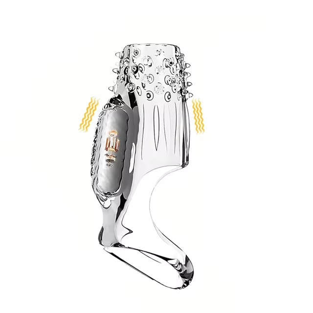 Transparente Penishülle Vibrator Cock Ring Penisvergrößerung mit 10 Vibrationsmodi