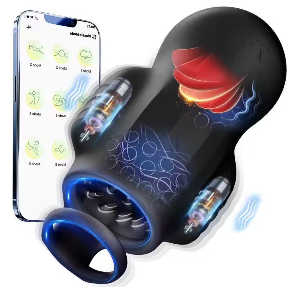4 IN 1 Elektrische Penistrainer Eichel Stimulator Masturbatoren mit 9 Vibrationsmodi