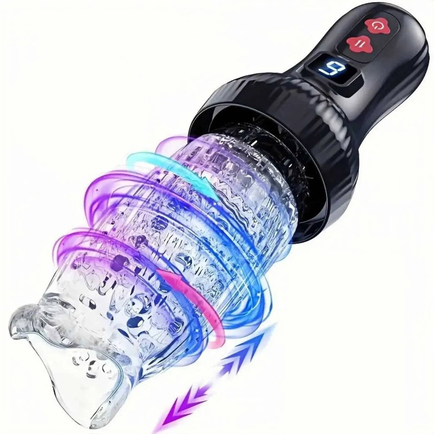 2 IN 1 LCD-Display Automatische Masturbatoren Stroker mit 9 Stoß und Rotationsmodi