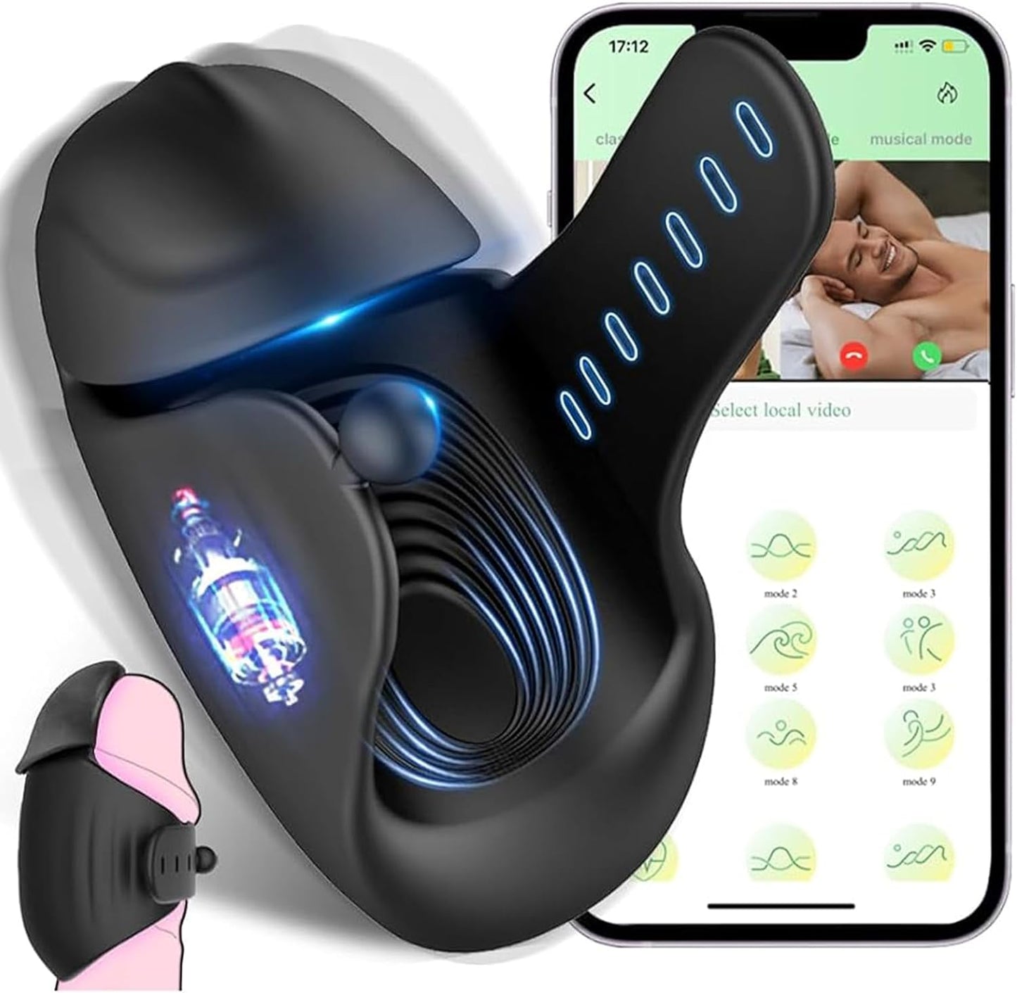 360° Umhüllung Automatische Penistrainer Eichelmassagegerät mit 10 Vibrationsmodi