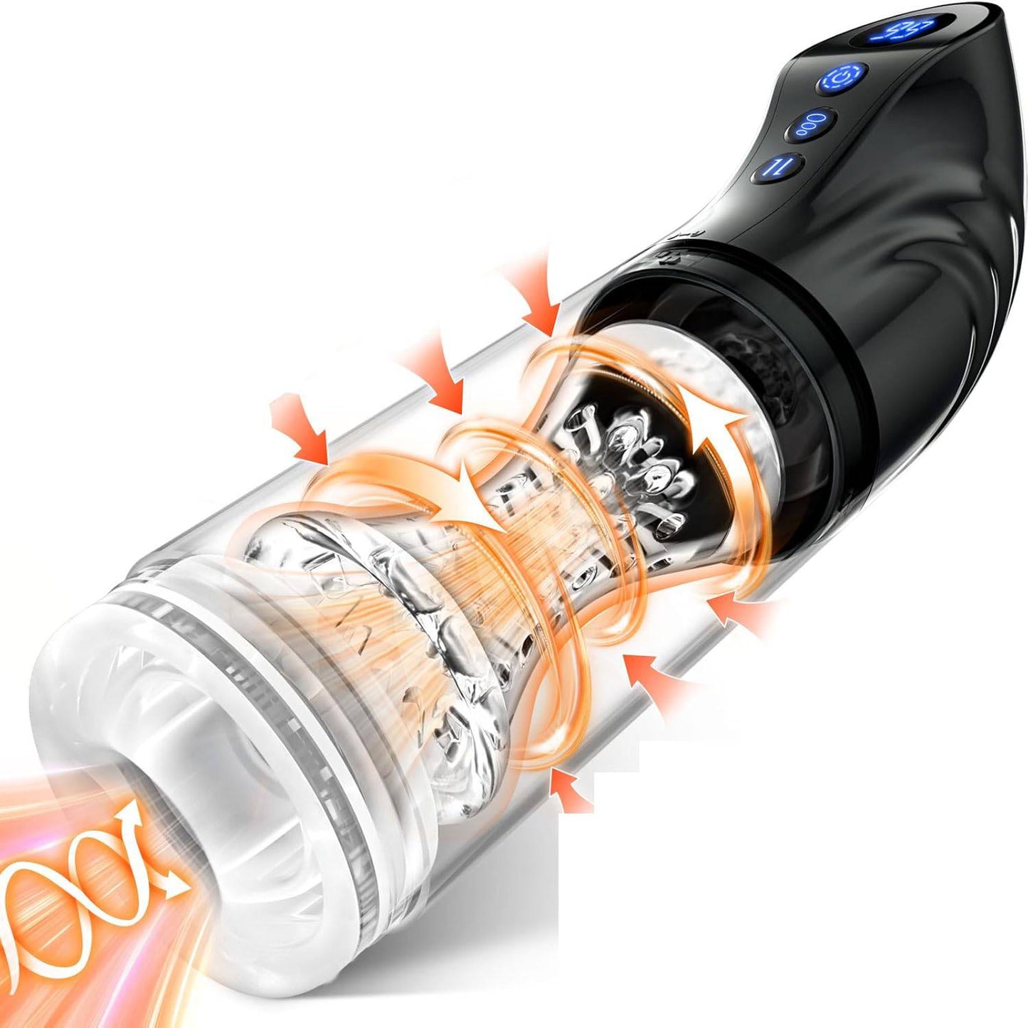 LCD-Display Automatische Masturbator Penispumpe mit 7 Stoß und Rotationsmodi