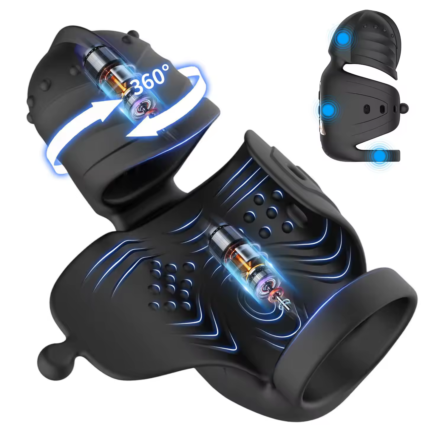 360° Umwickelter Penistrainer Vibrator Cockring mit 10 Schwing und 10 Vibrationsmodi