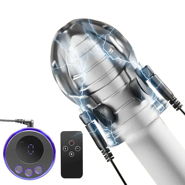 Elektro Shock Eichel Hülse Penistrainer Stimulator mit 8 Modi und 19 Stufen Strömung