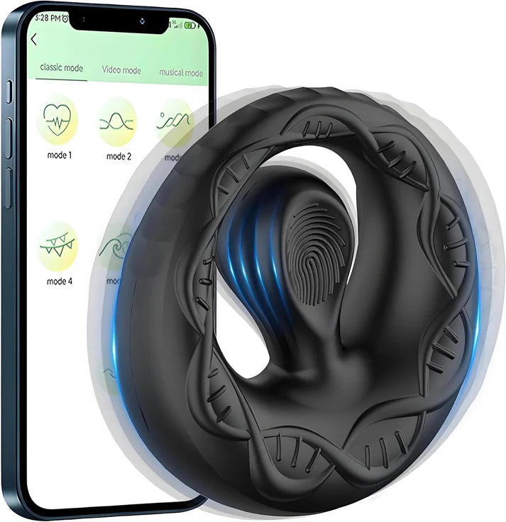 APP Pleasure Cock Ring Penis Vibrator Hodenstimulator mit 9 Vibrationsmodi