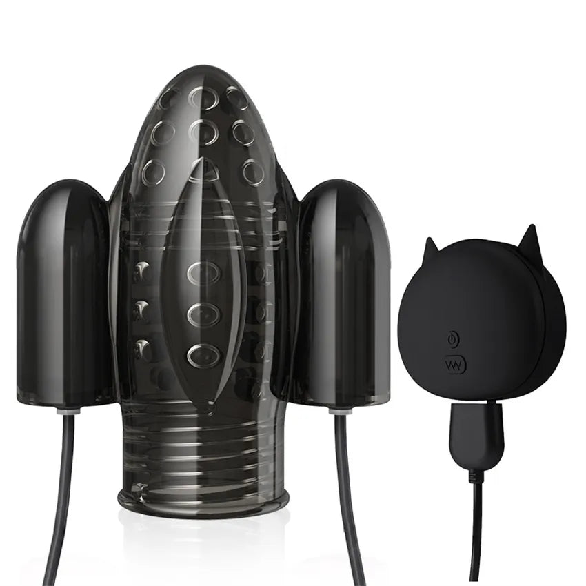 Eichelvibrator Penistrainer Verzögerungsmassagegerät mit 2 Motoren & 10 Vibrationsmodi
