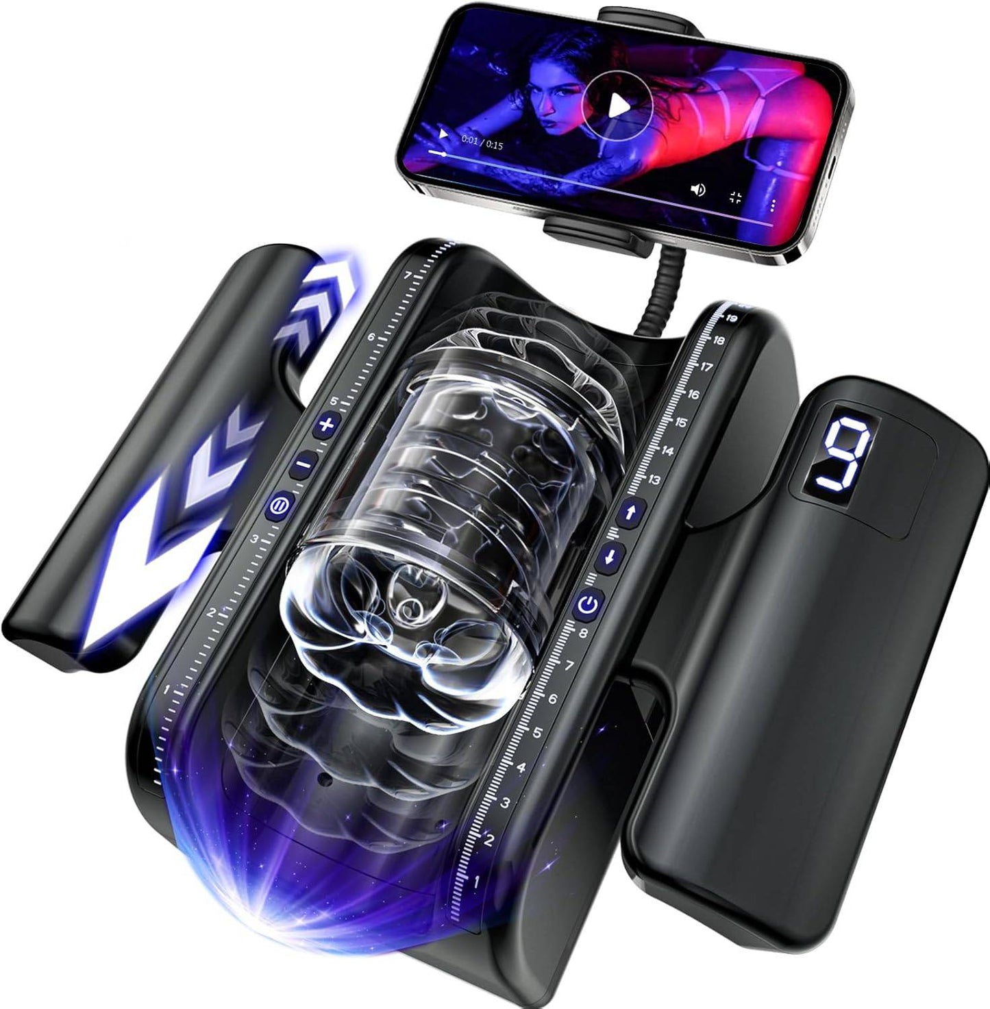 Elektrischer Masturbator Penistrainer Sexmaschine mit 9 Teleskopfunktionmodi