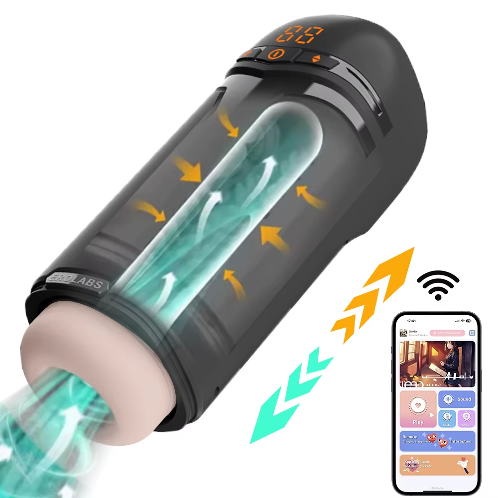 LED-Anzeige Automatischer Masturbator Stroker mit 10 Saug & Stoß & Vibrationsmodi