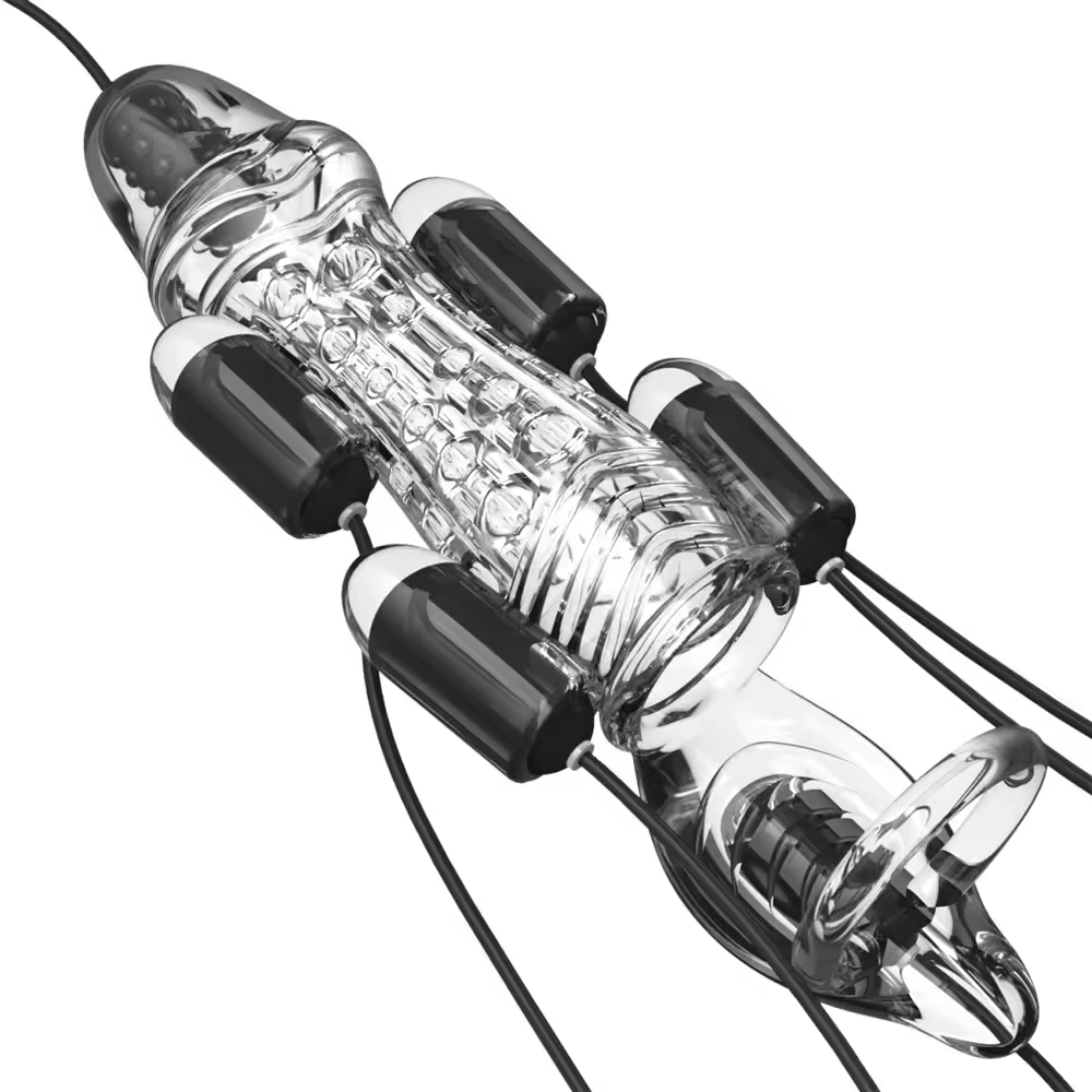 Elektrische masturbator voor penistraining met 6 vibrators en 10 trillingsniveaus