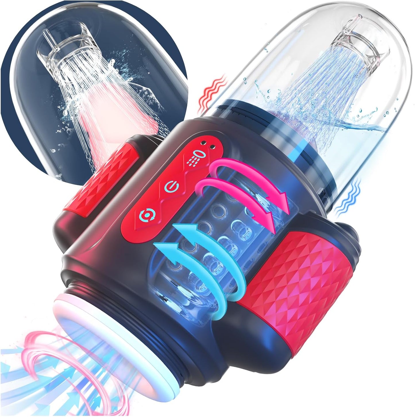 7 IN 1 Automatische Wassersprüh Rotations Vibrations Blowjob Penis Stroker Trainer