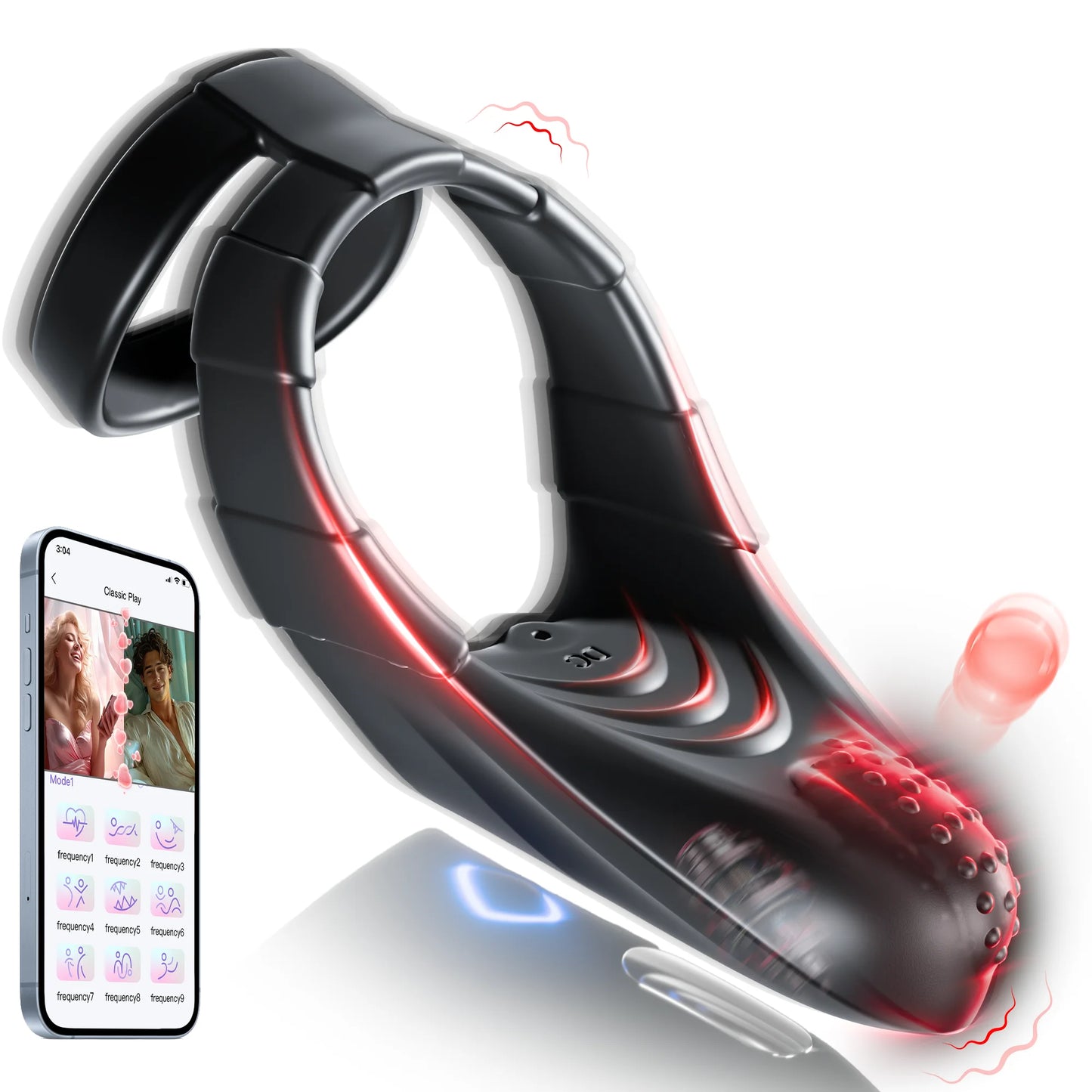 Doppelte Cockring Penistrainer Vibrator Stimulator mit 10 Vibrationsmodi