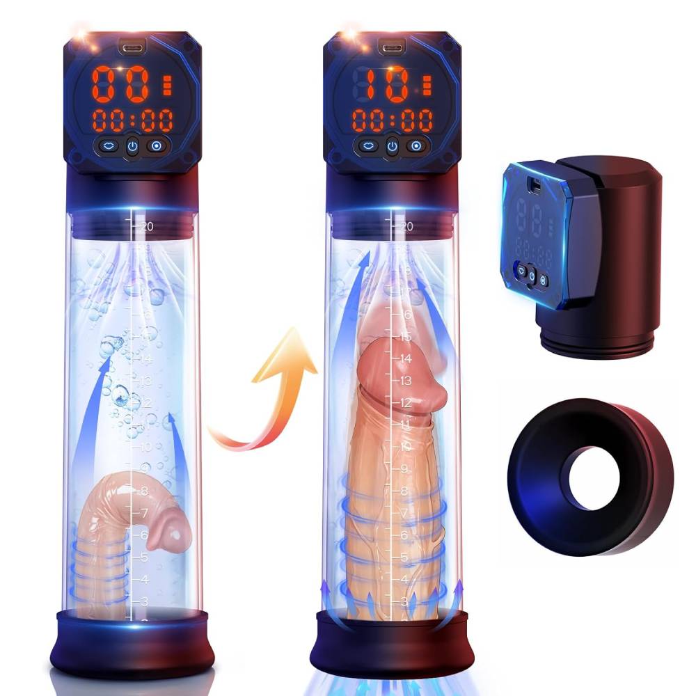 Automatischer Penispumpen Vergrößerer Masturbator mit 10 Saugmodi & 10 Trainingsmodi