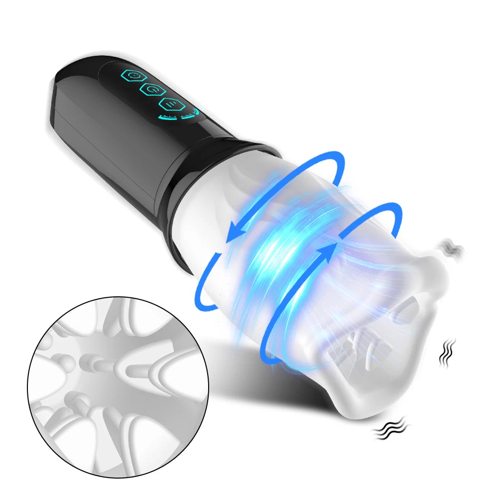 Elektrischer Masturbator Penis Stroker Blowjob mit 3 Vibrationsmodi & 4 Rotationsmodi