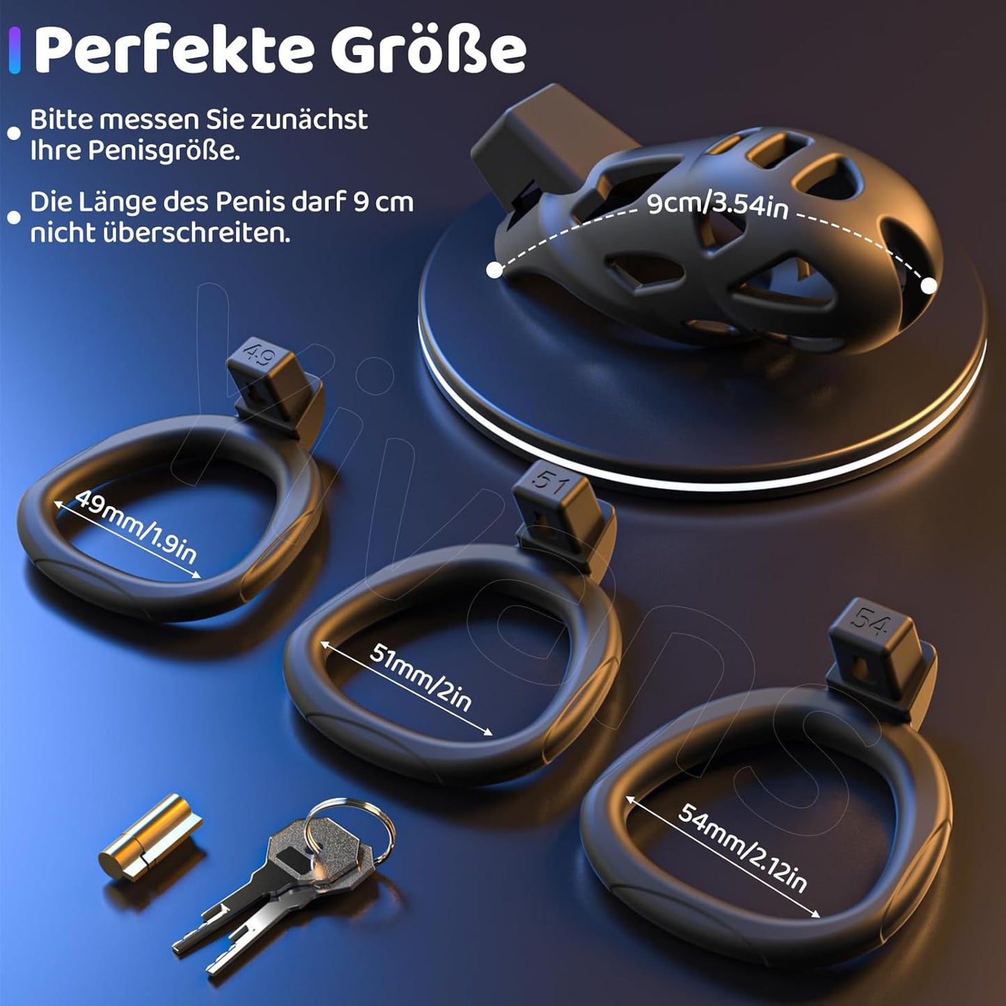 Harz Keuschheitskäfig Cock Cage Penistrainer Penis Käfig mit 3 Penisringe