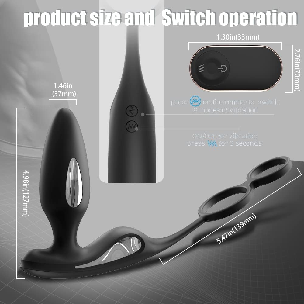 E-stim Anal Vibrator Penisringe Prostata Stimulator mit 9 Vibration & 5 Elektroshockmodi