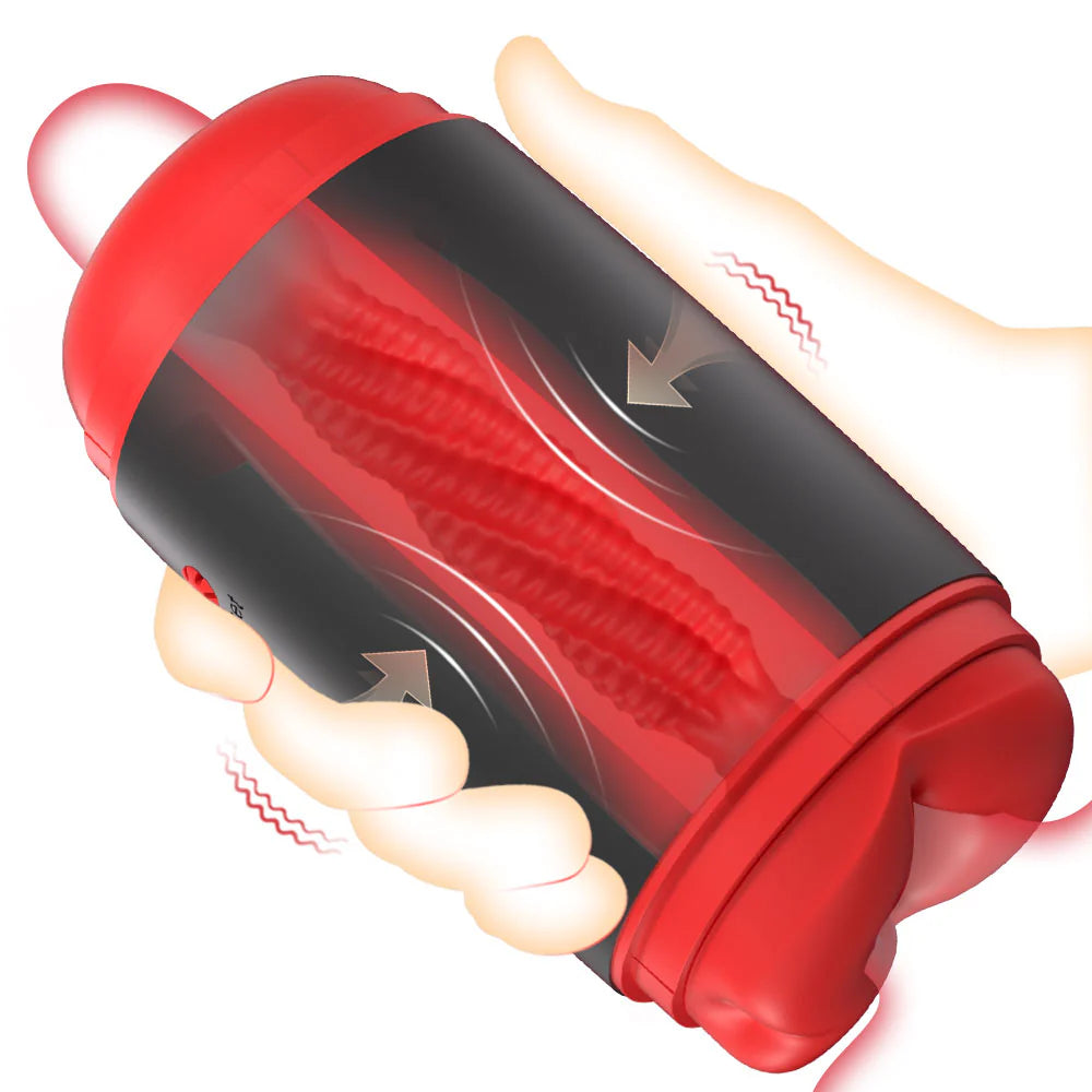 Elektrischer Masturbator Blowjob Taschenmuschi mit 9 Vibrationen & Druckmodus