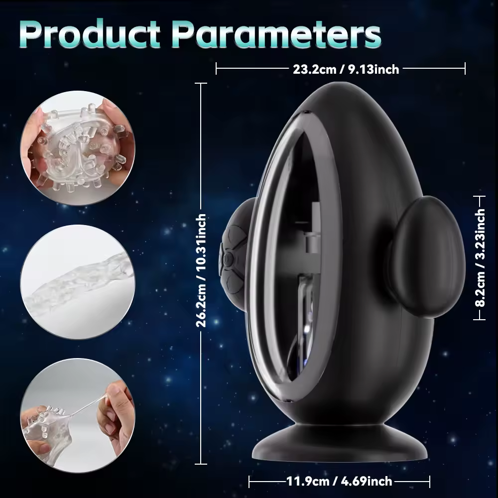 Automatischer Masturbator Penistrainer Stroker mit 9 Saug & Stoßvibratoren & Rotierender