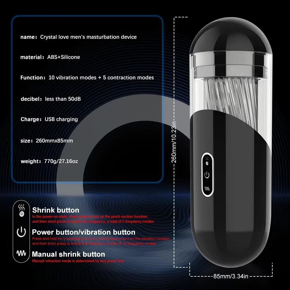 Elektrischer Masturbatoren Penispumpen Stroker mit 5 Saug und 8 Vibrationsmodi