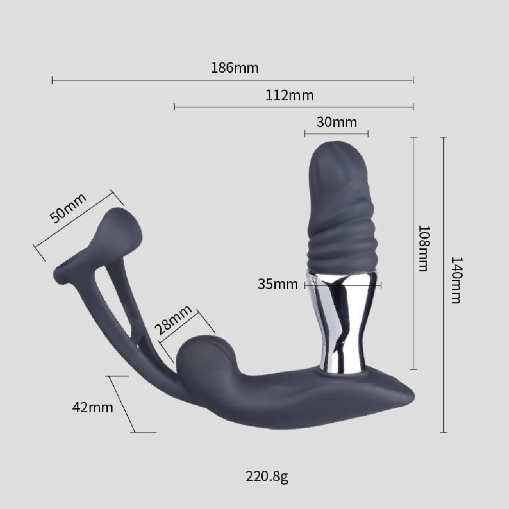 E-stim Penisring Analvibratoren mit 10 Vibration & Teleskopisch & 6 Elektroshockmodi