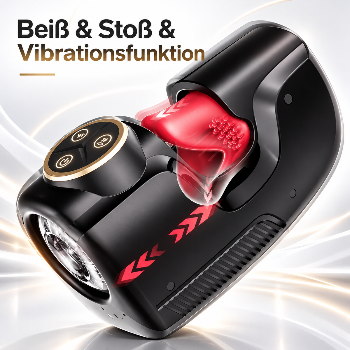 3 IN 1 Eichelstimulation Penistraining Vibrator Stroker mit Beiß & Stoß & Vibrationsfunktion
