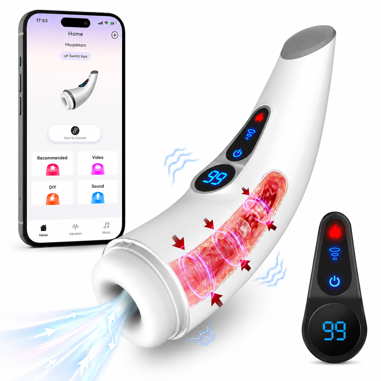 3 IN 1 Automatischer Masturbator Penispumpe Stroker mit 7 Saug & 3 Vibrations & Heizfunktionen
