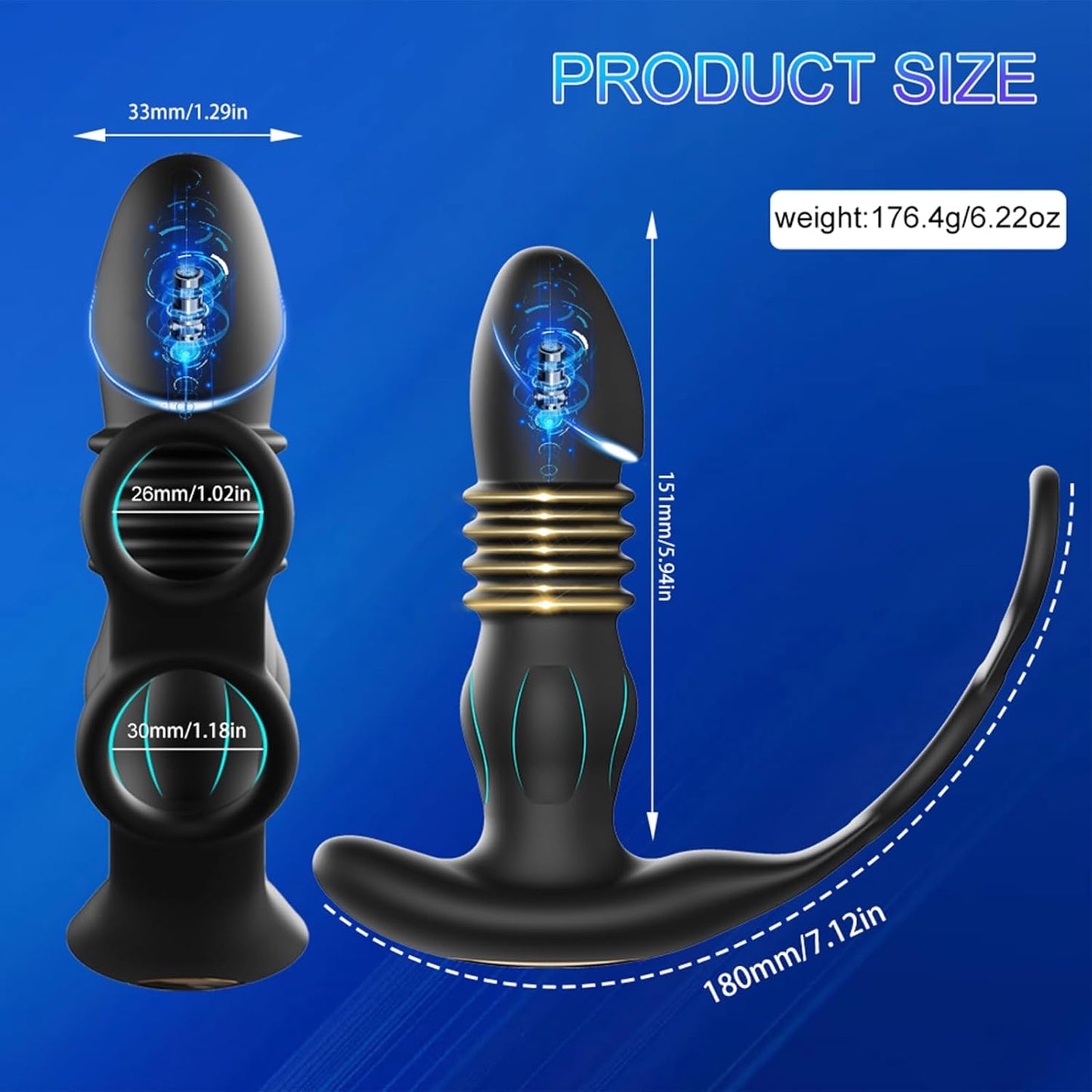 Analvibratoren Butt Plug Prostata Massager Penisring mit 10 Vibrationsmodi