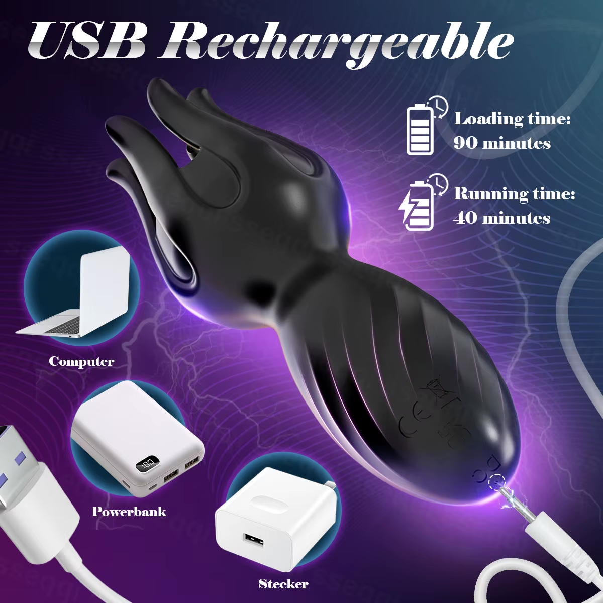 Oktopus Tentakel Penistrainer Vibrator Eichelstimulator mit 10 Vibrationsmodi & 10 Zungenmodi