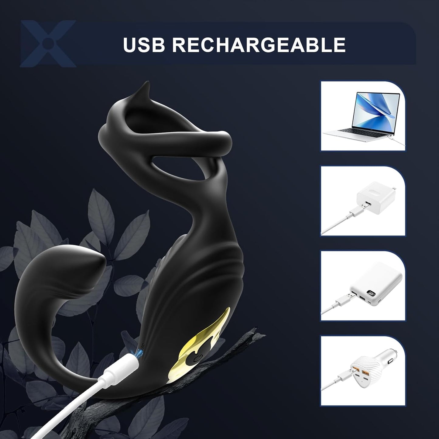 4 in 1 Penisring Prostata Analplug mit 7 Intensive Vibrationsmodi