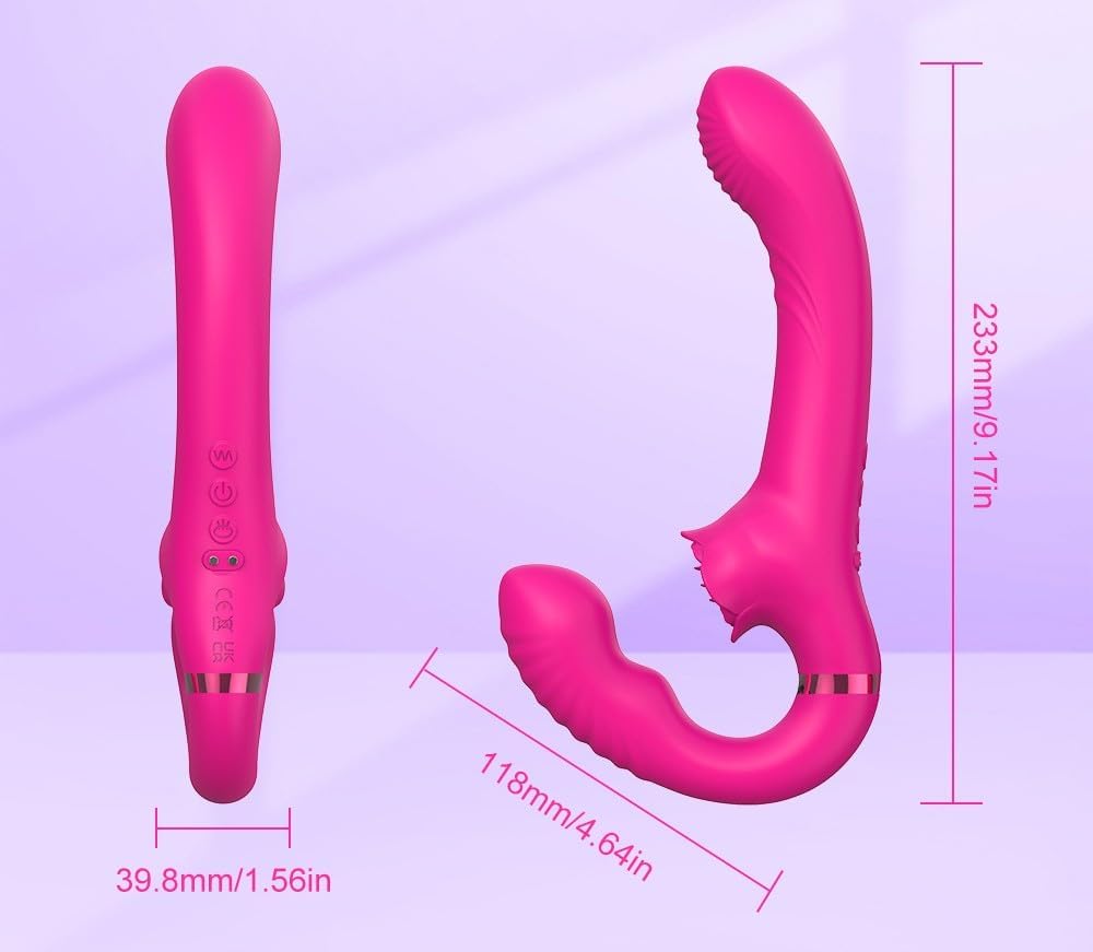 2 in 1 dubbele hoofdvibrator voor dames, clitorisstimulator, pulsatielikkend met 10 trillingsfrequenties