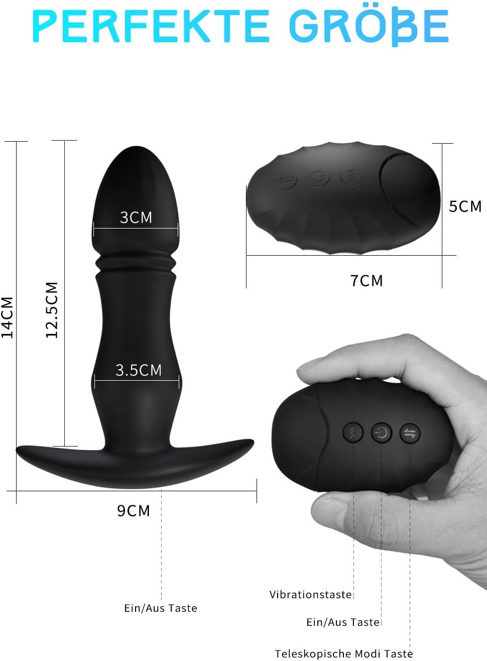 Vibrator met 10 schokfuncties en vibratiestanden Anale plug siliconen zacht met schok