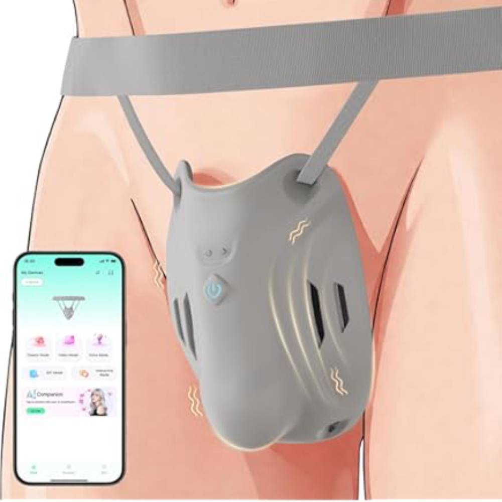 Tragbarer Peniskäfig Keuschheitsgürtel BDSM-Schutz Hodentrainer mit 9 Vibrationsmodi