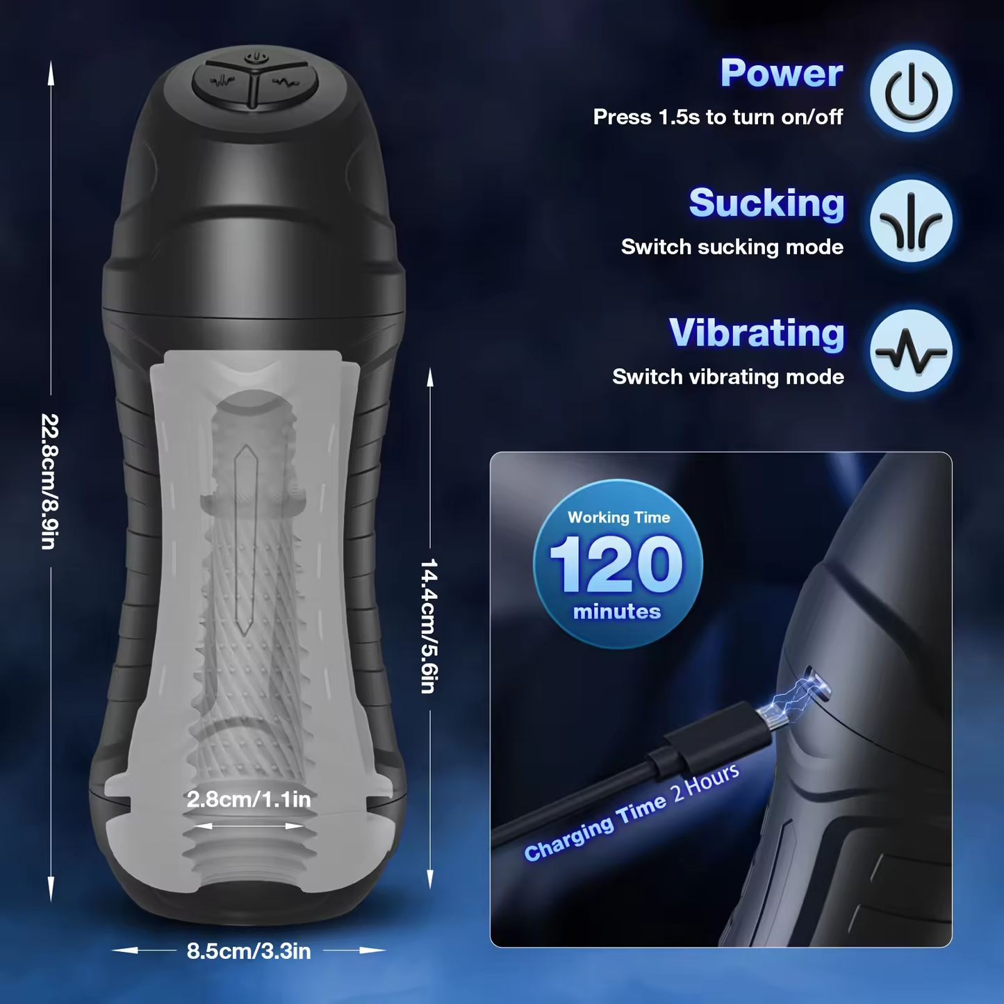 Oral Automatischer Masturbator Penis Trainer Blowjob mit 10 Vibrations und 10 Saugmodus