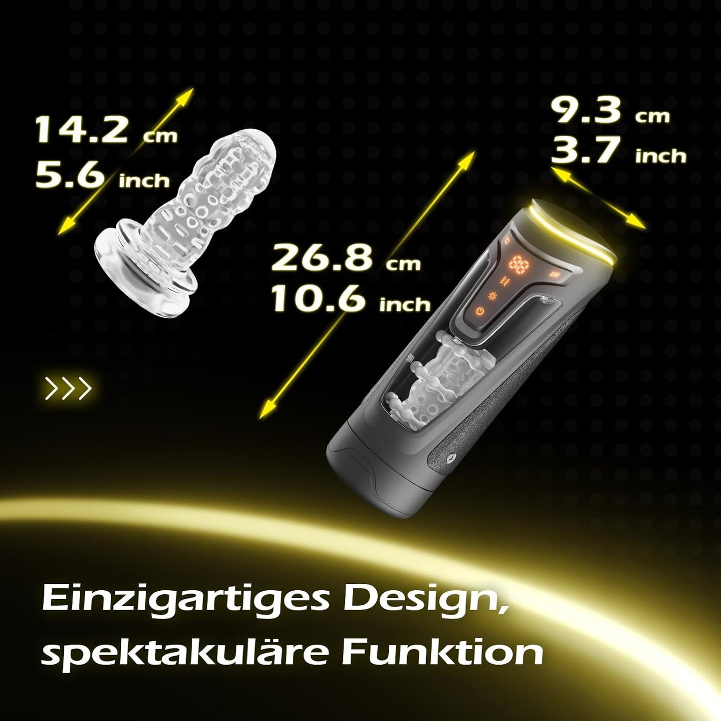 Electric cup masturbators with 9Vibrations, 8 Telescopic & 2 Heating Levels