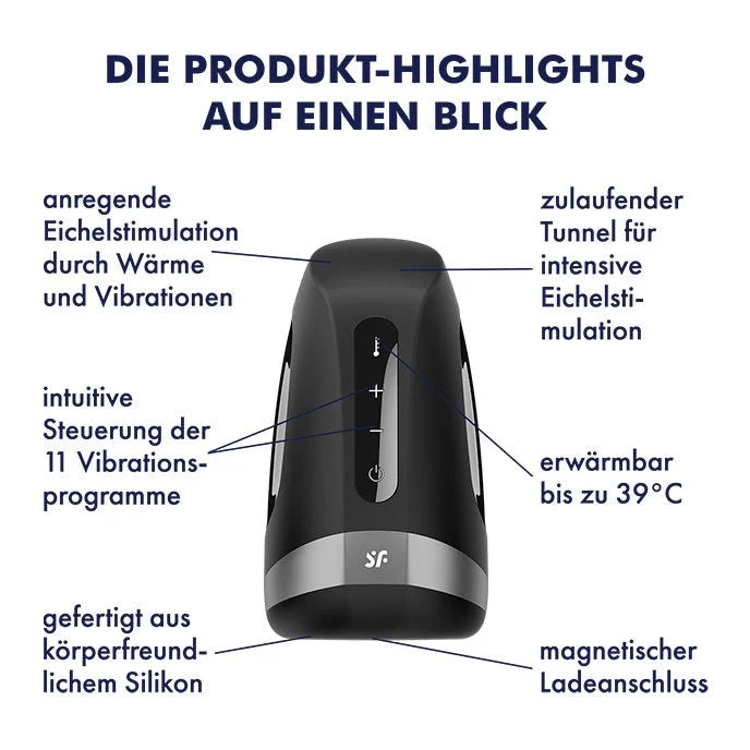 2 IN 1 Automatischer Heat Penistrainer Stimulator Masturbator mit 11 Vibrationsmodi