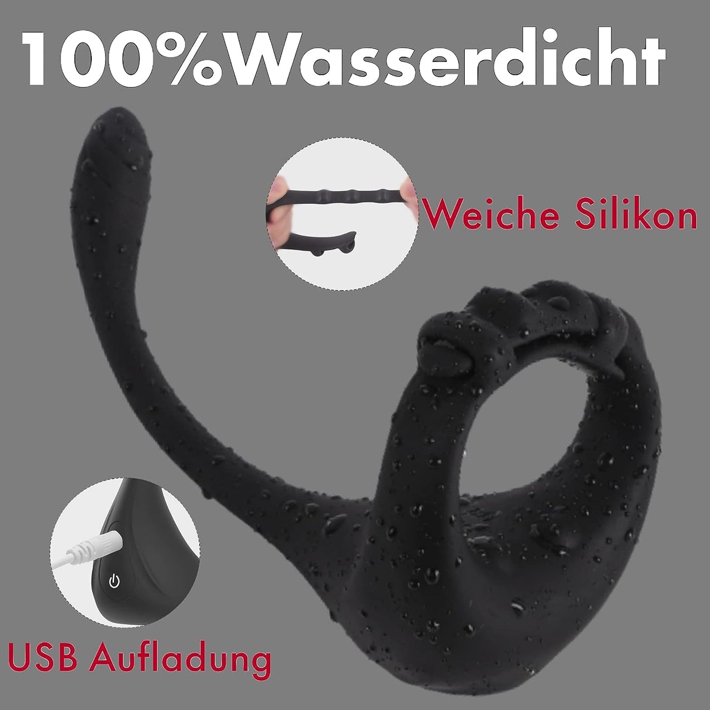 10 Frequencies Anal Plug and Perineum Stimulator 3 in 1 Adjustable Cock Ring