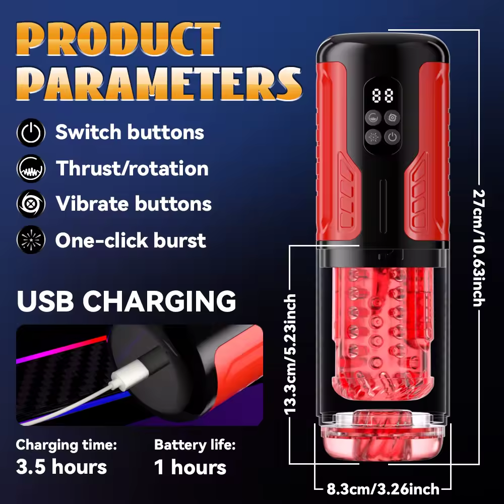 Automatische Schub Masturbator Penis Pumpe mit 7 Frequenz Schub-und Rotations Modi
