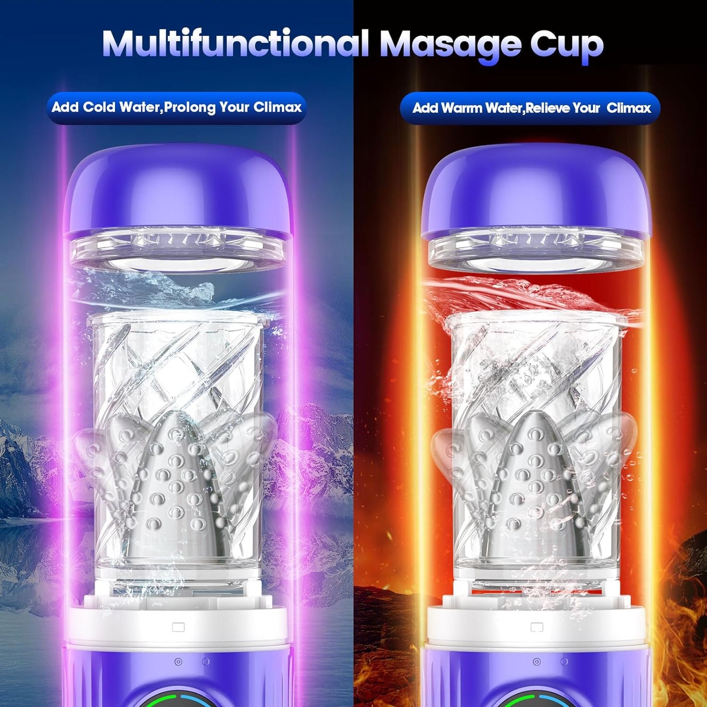 LED-display Automatische masturbator-penispomp met 7 roterende en 7 zuig- en 7 likmodi