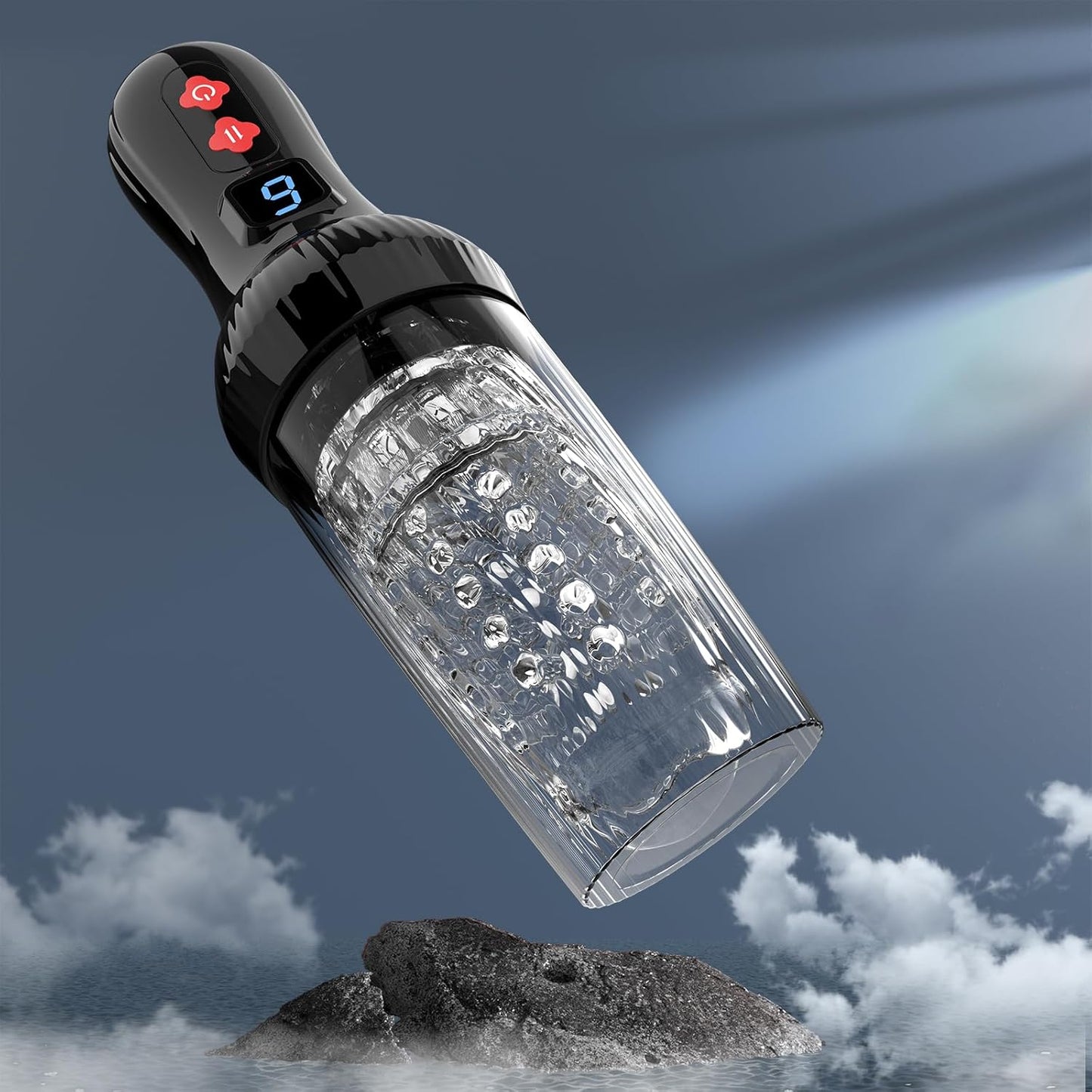 2 IN 1 LCD-Display Automatische Masturbatoren Stroker mit 9 Stoß und Rotationsmodi