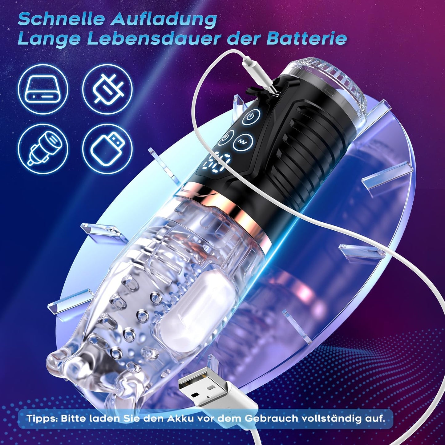 Hochfrequenz Elektrischer Masturbator Penis Trainer mit 9 Vibration und 9 Saugmodi