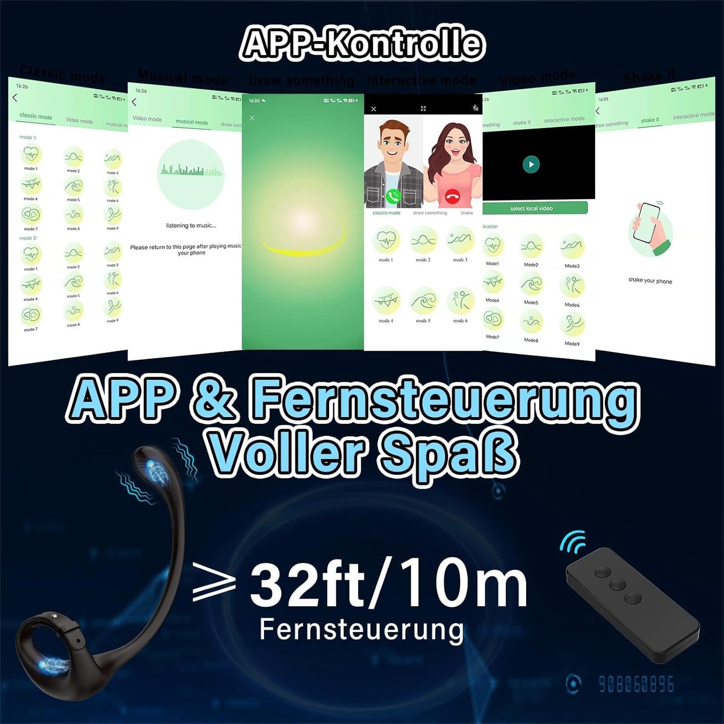 APP Fernsteuerung Anal Plug Penis Vibrator Cock Ring mit 10 Vibration
