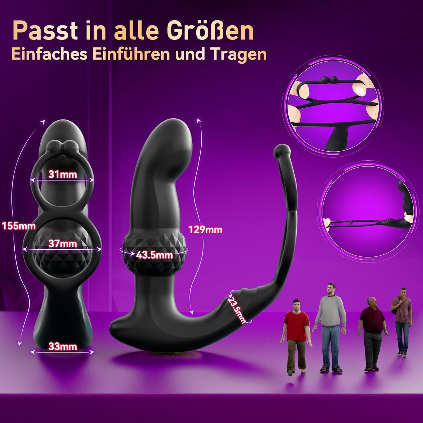 AI-sync Analvibratoren Prostata Stimulator Massagegerät mit Dual Penisring & 7+7 Modi