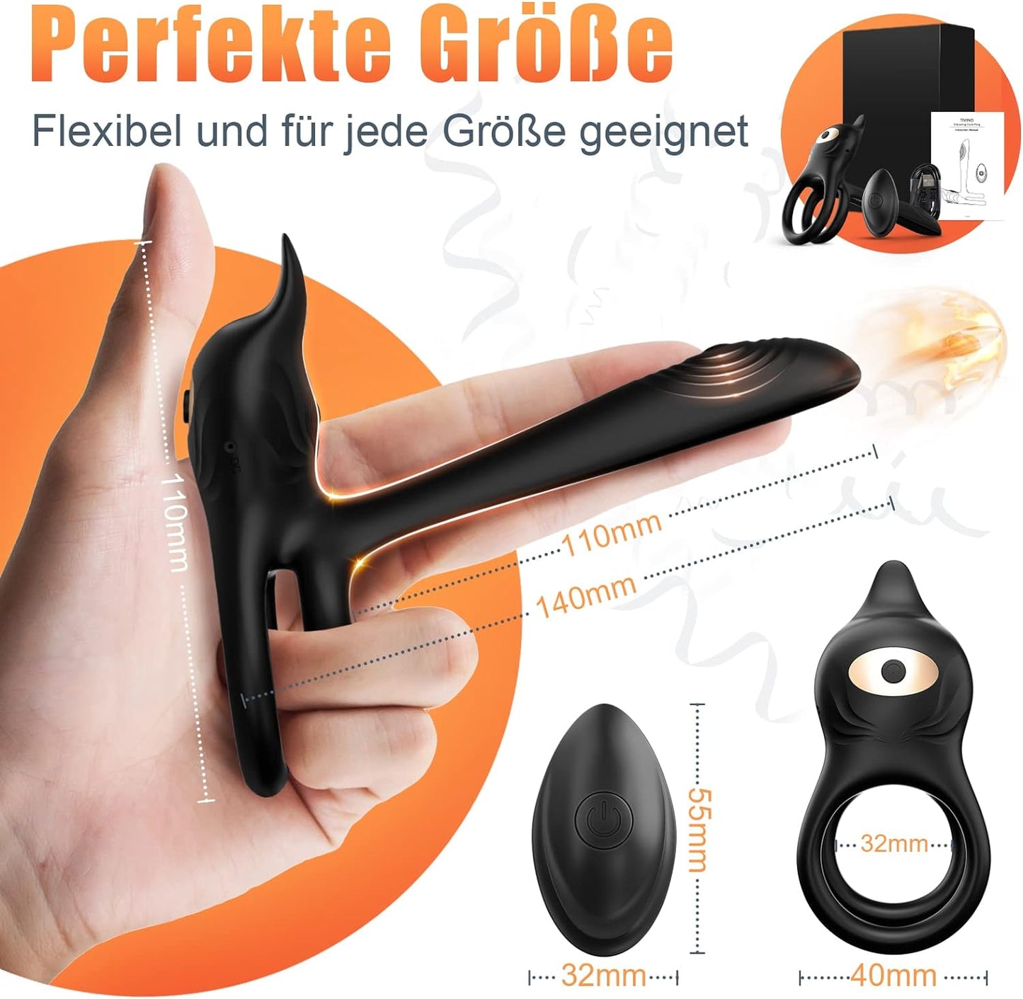 Cockring-seksspeeltje 10 vibratiemodi Dubbele cockringen-stimulator