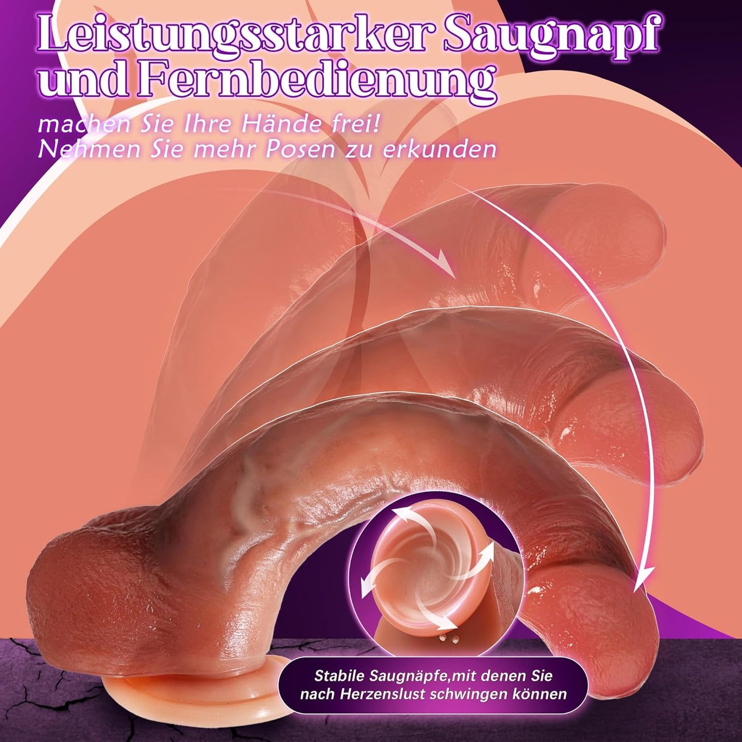 Realistischer Penis Dildo Vibrator mit 9 Vibrationsmodi & 9 Stoßfunktion